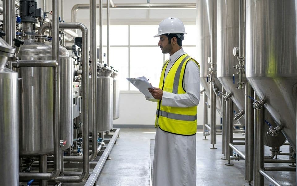 مهندس يفحص خط إنتاج جديدًا